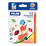 Milan 022T12 12色三角蠟筆(包含2種螢光色)