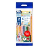 STAEDTLER Noris® jumbo 128 三角粗木顏色(10色) 送彩虹木顏色筆套裝 - 61SET8